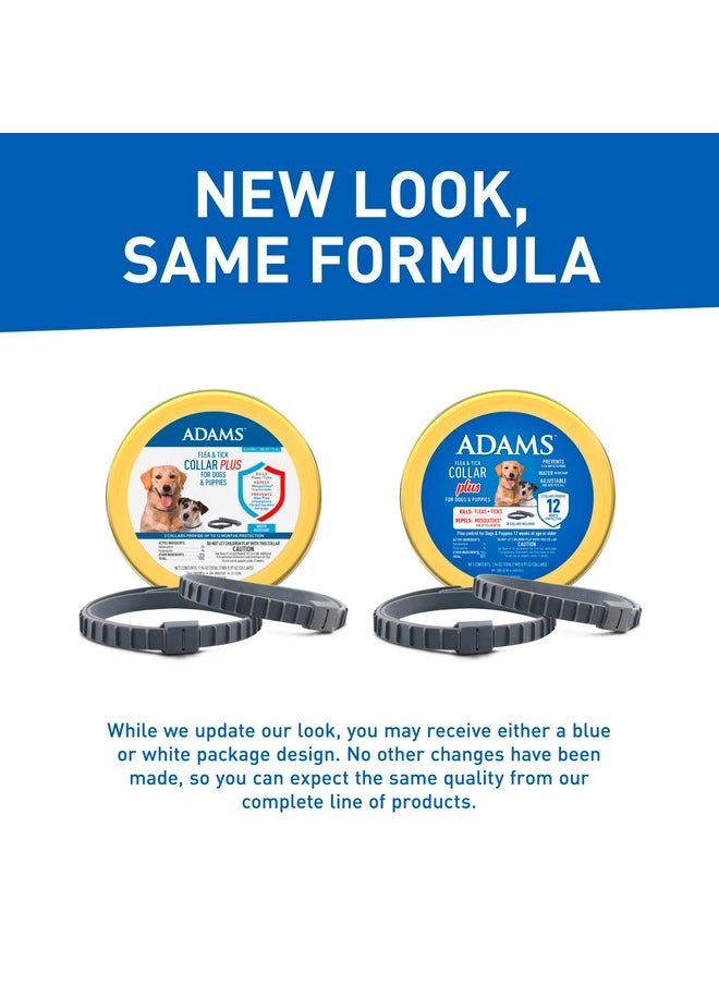 ADAMS Adams Flea & Tick Collar Plus for Dogs & Puppies |2 Pack |12-Month Protection |One Size Fits All Dogs & Puppies 12 Weeks and Older |Kills Fleas and Ticks |Repels Mosquitoes (excluding California)  - Image 2