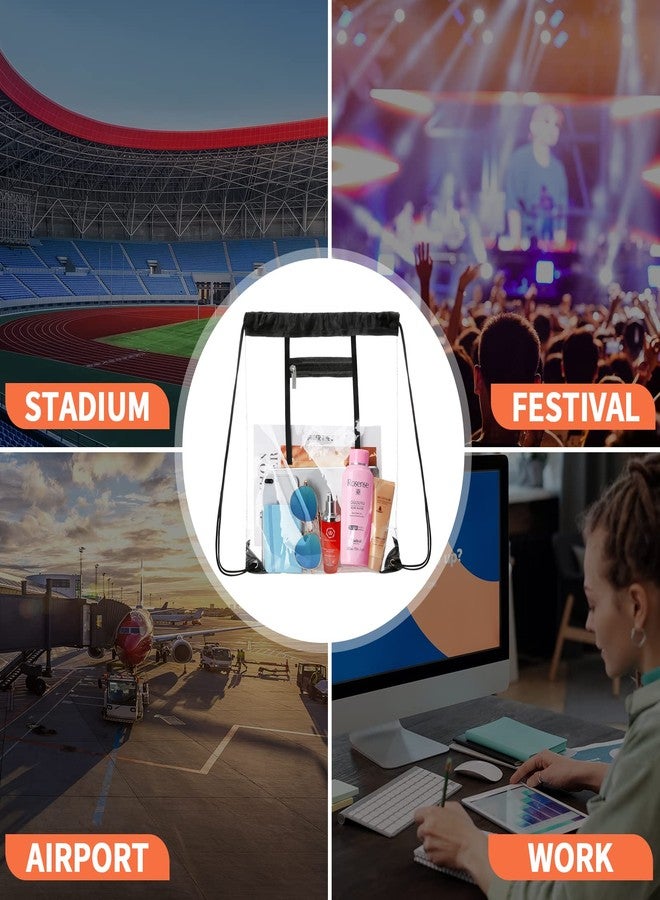 ناتشرال ستايل عبوتان من حقائب الظهر الشفافة برباط، معتمدة للاستخدام في الملاعب، مصنوعة من مادة PVC شفافة، مزودة بجيب داخلي بسحاب. - Image 4