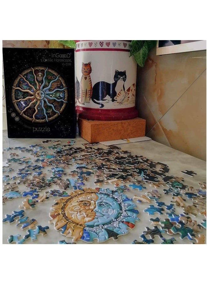 لعبة الألغاز الدائرية، لغز للأشخاص البالغين، لغز الأبراج الفلكية، ألغاز للبالغين، 500 قطعة، ألغاز دائرية لتجميع الكواكب. - Image 3