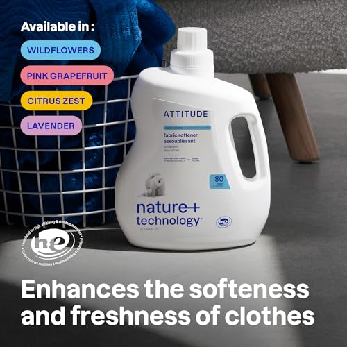 ATTITUDE Liquid Fabric Softener, Plant-Based & Vegan, HE Compatible, Naturally Derived, Wildflowers Scent, 80 Loads, 67.6 Fl Oz - Image 2