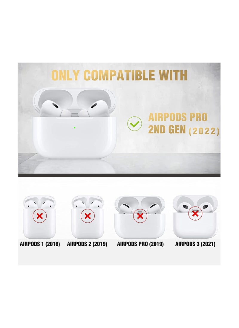 ماركة غير محددة - غطاء حماية Armor for Airpods Pro 2 مع سلسلة مفاتيح، غطاء حماية كامل الجسم من الصدمات بهيكل صلب عسكري لسماعات Airpods Pro الجيل الثاني (أحمر في أسود) - Image 1