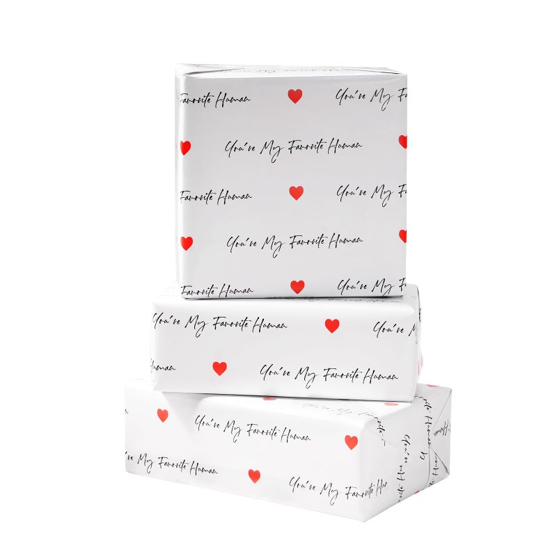 ZINTBIAL Valentineâ€™s Day Wrapping Paper for Wedding, Anniversary, Birthday - You're My Favourite Human Design for for Men Women - 20 x 29 Inches, 6 Folded Sheets, Easy to Store - Image 1