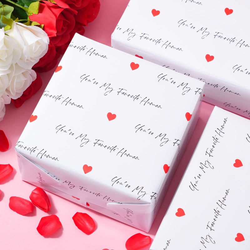 ZINTBIAL Valentineâ€™s Day Wrapping Paper for Wedding, Anniversary, Birthday - You're My Favourite Human Design for for Men Women - 20 x 29 Inches, 6 Folded Sheets, Easy to Store - Image 3