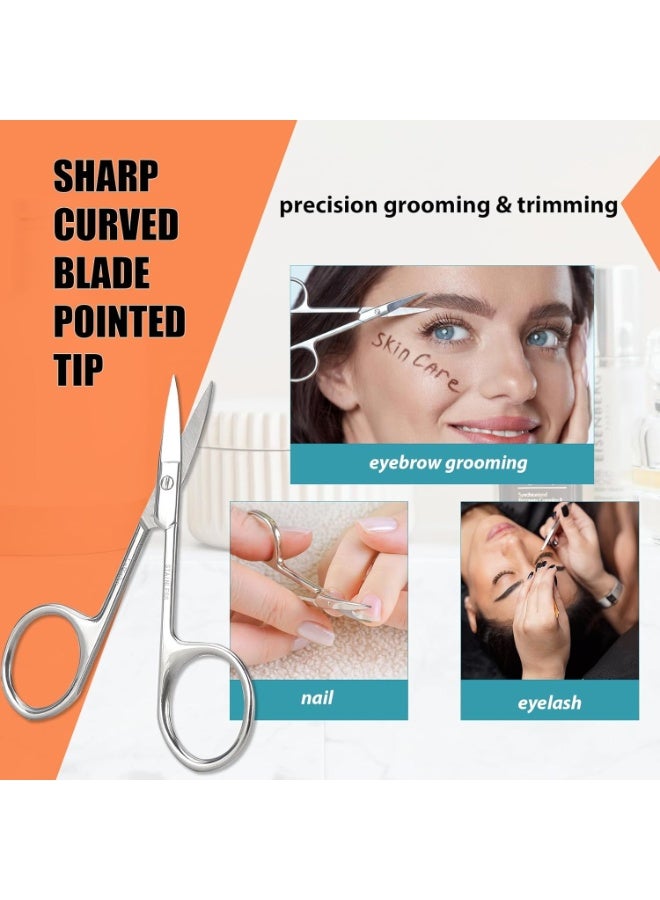 Professional Facial Hair Grooming Scissors Stainless Steel Curved Safety Tip for Eyebrow Nose Hair Mustache Beard and Eyelash Trimming Silver 9 x 4.5 cm - Image 4