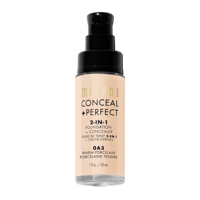 Milani Conceal + Perfect 2-in-1 Foundation + Concealer for a Flawless Complexion, Under Eye Corrector, Cover Redness and Imperfections, Waterproof and Sweatproof - Warm Porcelain - Image 3