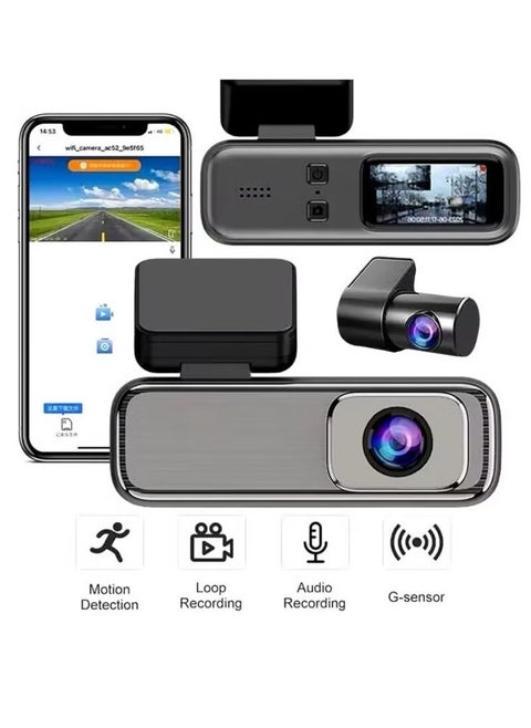 كاميرا داش كام سونيك Q6 أمامية وخلفية بدقة 4K Ultra HD – واي فاي مدمج، شاشة عرض، مستشعر حوادث، HDR، Parking Mode، تصميم مدمج وعدسات واسعة