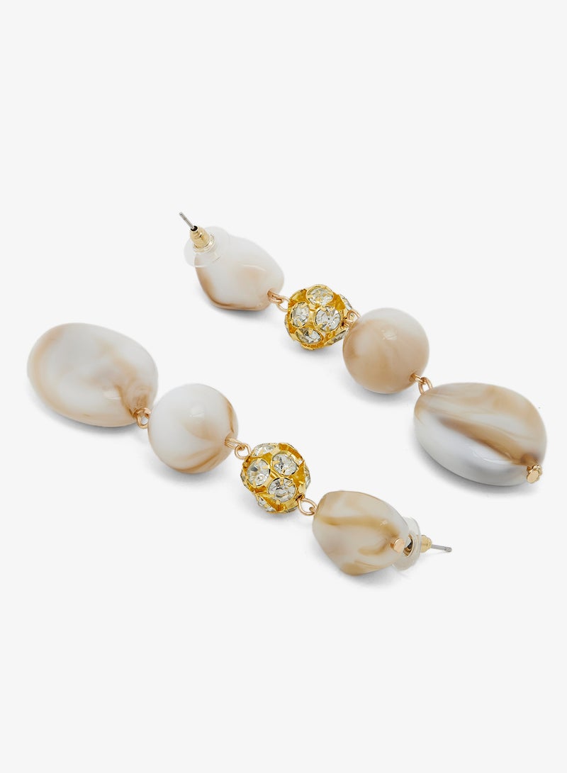 ELLA Resin Detail Drop Down Earrings - Image 2