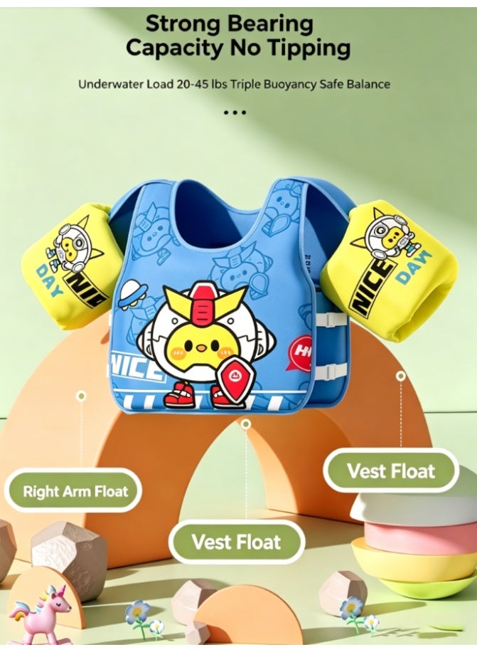 CityRiya-Long Toddler Swim Vest Kids Life Jacket, Lightweight Non-Inflatable Floatation Vest for Kids, Portable Water Floaties with Enhanced Buoyancy, No Air Leak Swim Aid for Outdoor Water Activities, Robot Cartoon Print - Image 4