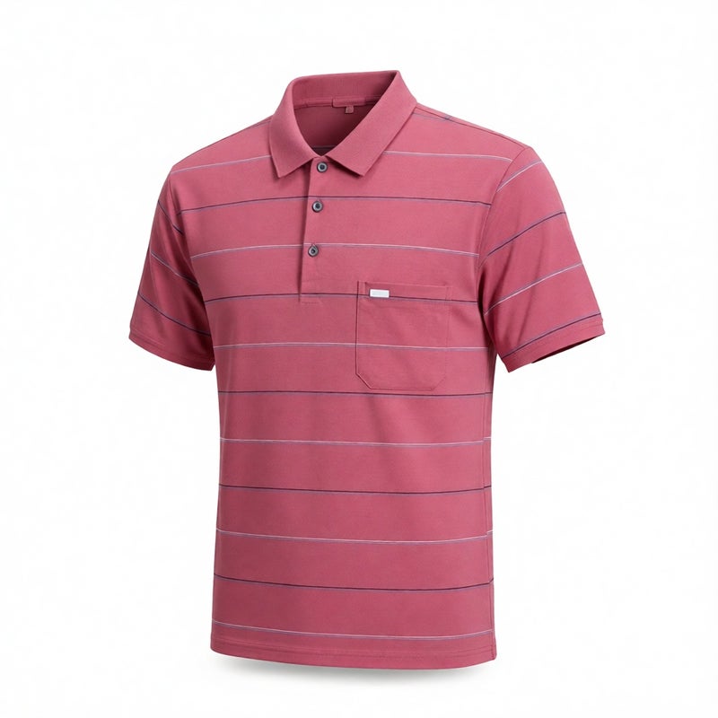 Men's Summer Short Sleeve Polo Shirt Striped Collar Casual Top