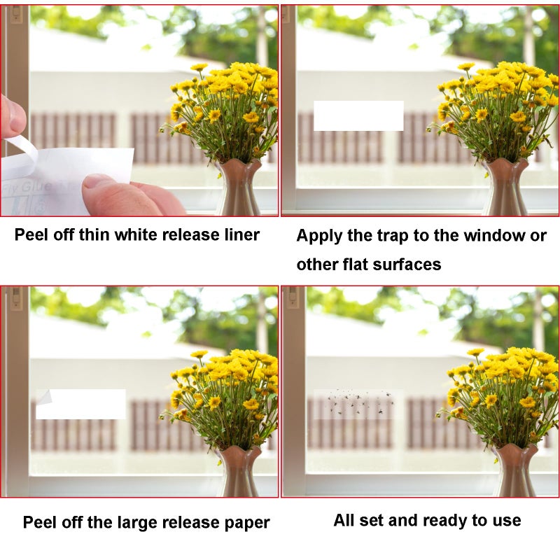 Mosqueda Window Fly Traps, 30 Pack Sticky Fly Traps for Indoors, Fly Catchers for Inside Home, Waterproof & Non-Toxic Adhesive Sticky Paper Trap for Mosquitos Bugs Housefy Fruit Fly Flying Gnats - Image 5