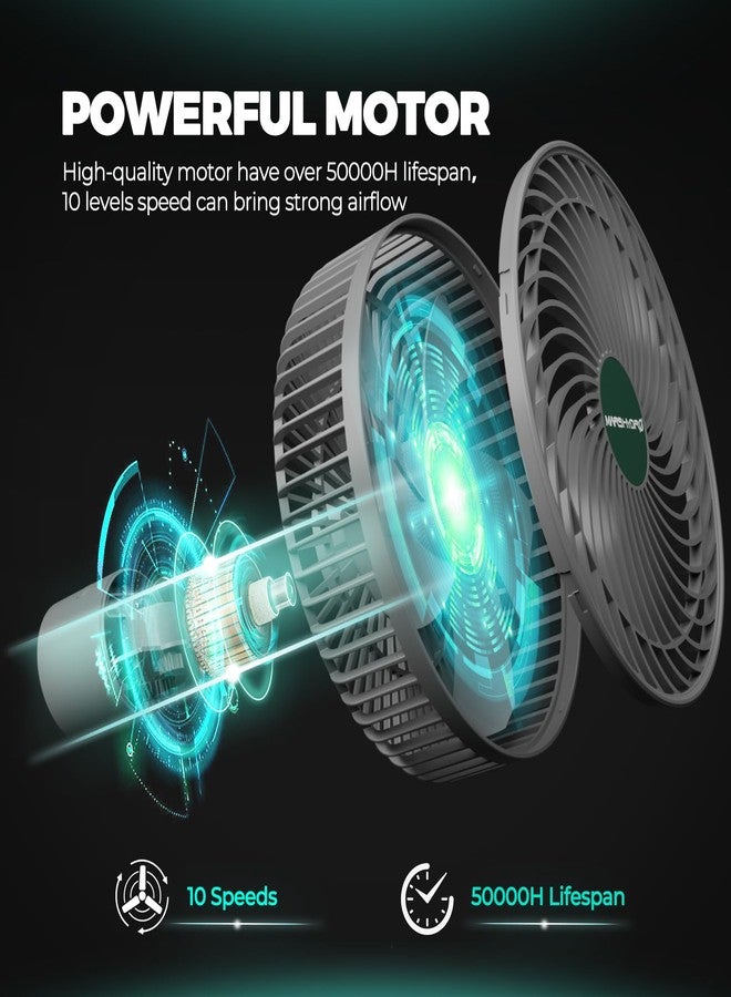 MARS HYDRO مروحة خيمة الزراعة MARS HYDRO المحدثة المكونة من قطعتين M6، مروحة مشبك متذبذبة قوية ذات ضوضاء منخفضة للنباتات المائية ودوران التهوية مع تحكم مريح عبر التطبيق/الواي فاي. - Image 3