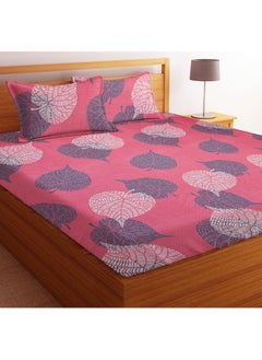 BSB HOME Premium Glace Cotton 180 TC KING Fitted Bedsheet Set –  with 2 Pillow Covers 183x198 +25  Cms – Pink  - Image 1