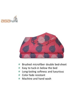 BSB HOME Premium Glace Cotton 180 TC KING Fitted Bedsheet Set –  with 2 Pillow Covers 183x198 +25  Cms – Pink  - Image 3