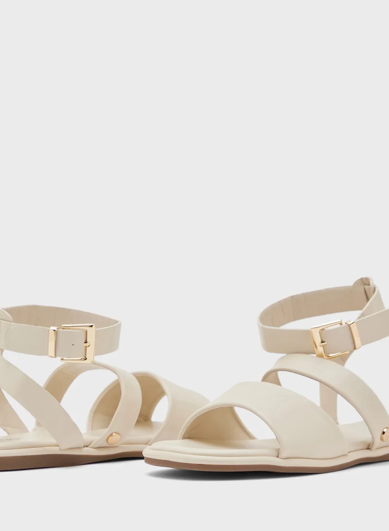 Ginger Strappy Ankle Strap Flat Sandal