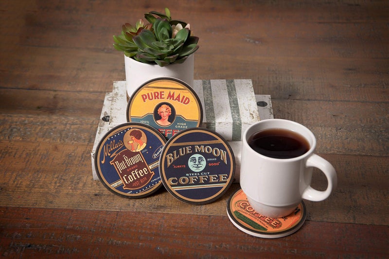 CoasterStone Coffee Labels Absorbent Coasters, Slightly Oversized at 4,25" Width, Multicolor - Image 5