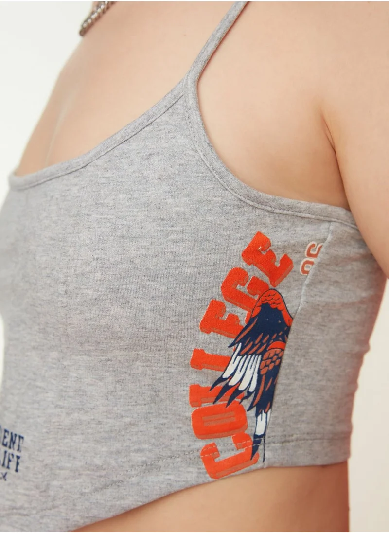 trendyol Printed Crop Knitted Tank Top