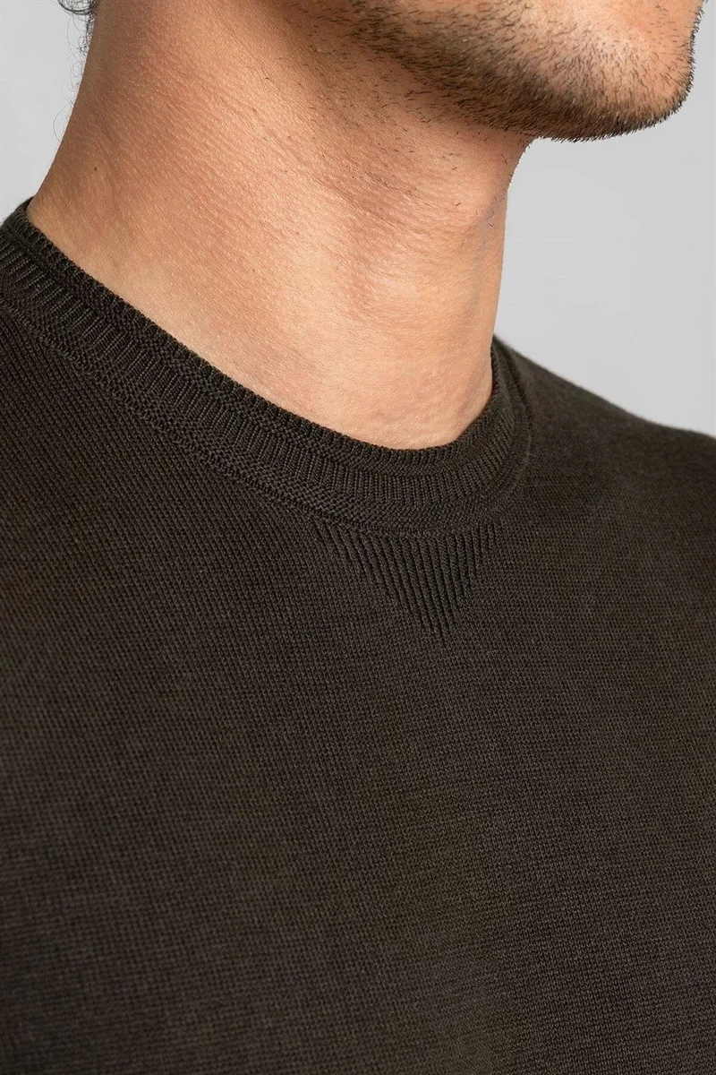 تودورس Men's Slim Fit Crew Neck Anthracite Knitwear Sweater