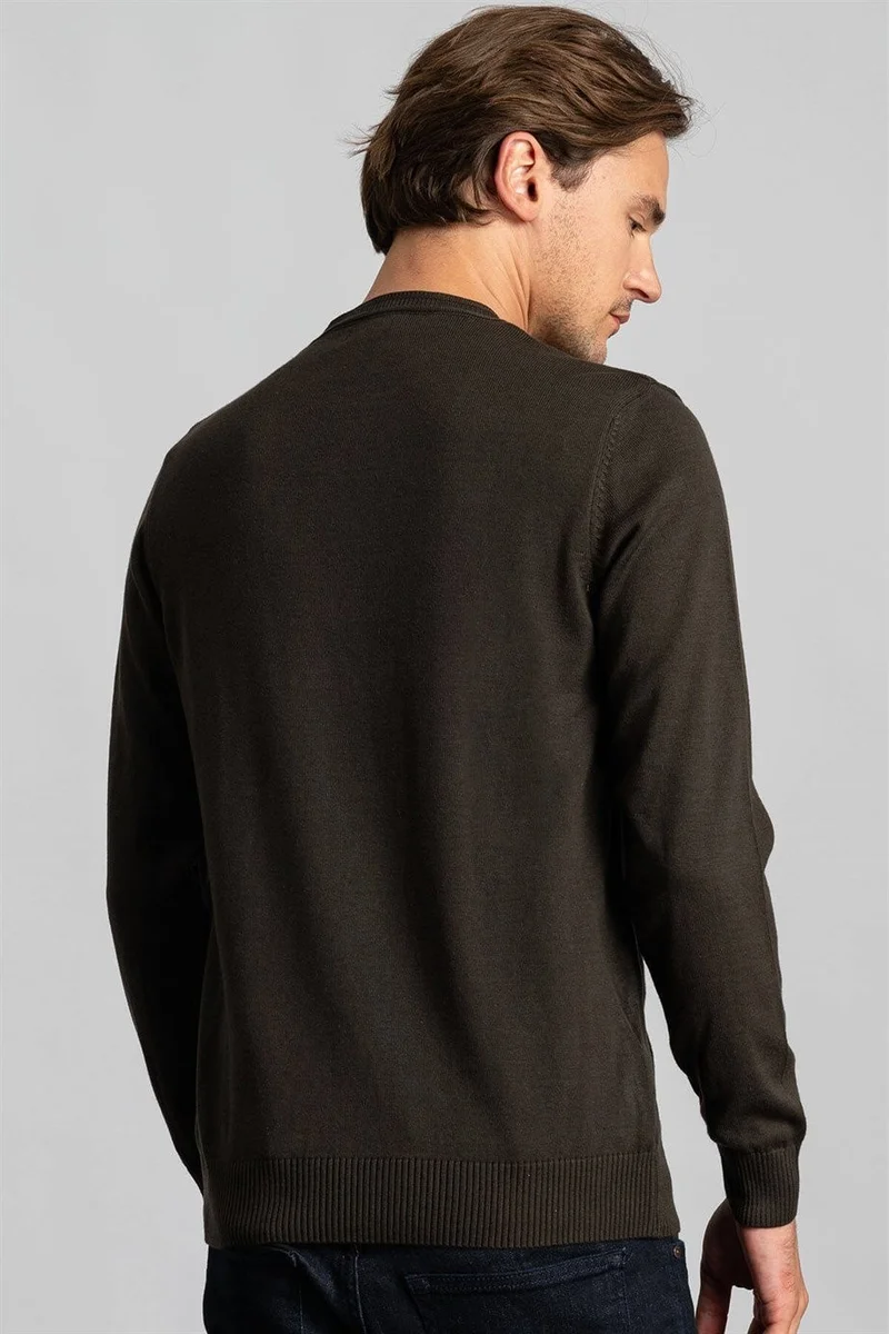 تودورس Men's Slim Fit Crew Neck Anthracite Knitwear Sweater