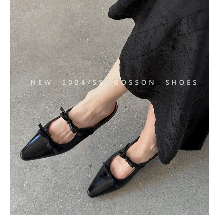 Women'S Fashion Casual Shoes 2025 Spring Flats Mule Shoes Half Slippers Silver Outer Wear Baotou Sandals Women'S Shoes - Image 1