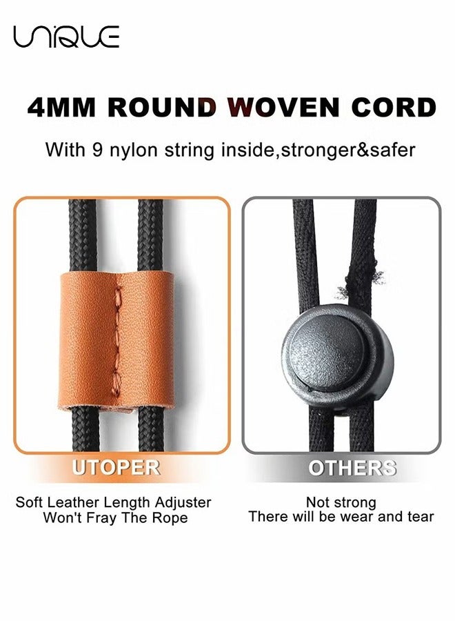 Unique Lanyard for Key, 2 Pack of Brown Leather Lanyard Neck Strap with Strong Metal Clip for ID Card Badge Holder, Keys, Cell Phone, Mini Notebook Unisex (Black 2 Lanyards) - Image 3