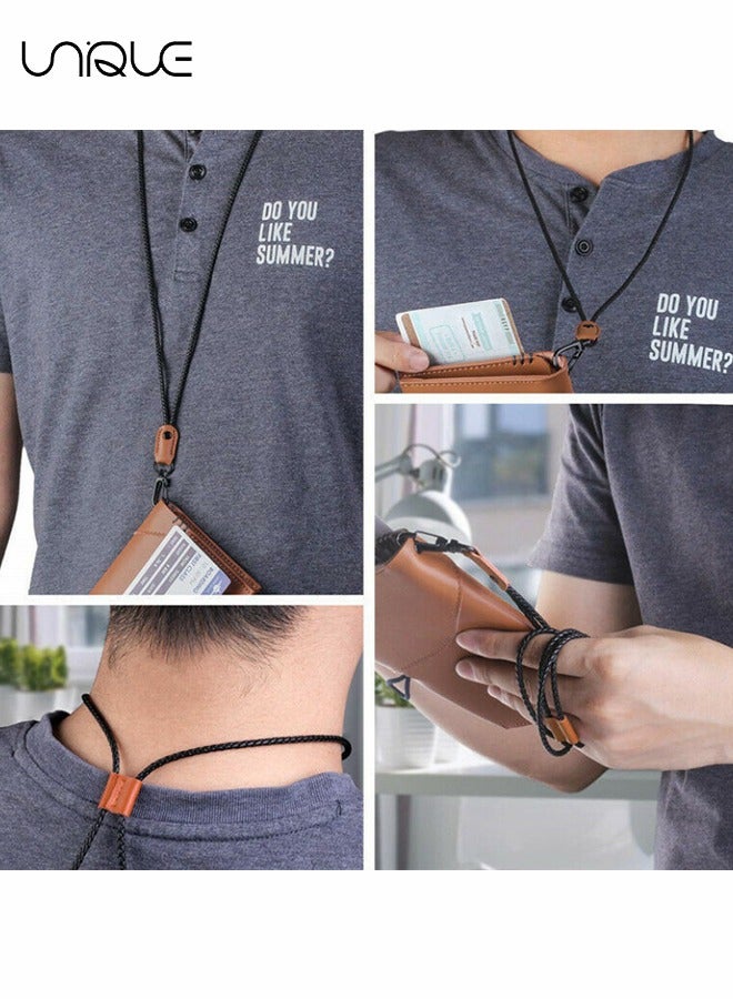 Unique Lanyard for Key, 2 Pack of Brown Leather Lanyard Neck Strap with Strong Metal Clip for ID Card Badge Holder, Keys, Cell Phone, Mini Notebook Unisex (Black 2 Lanyards) - Image 5