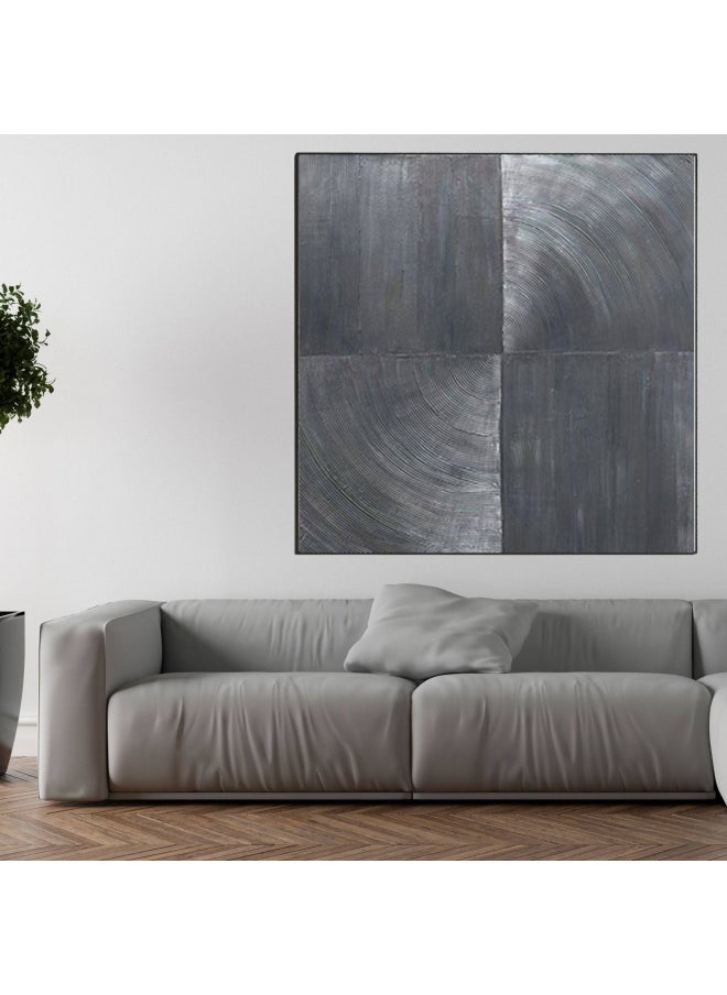 ebarza لوحة فنية مرسومة يدويًا باللون الأسود مع إطار 200 × 200 Soaap0104  - Image 1
