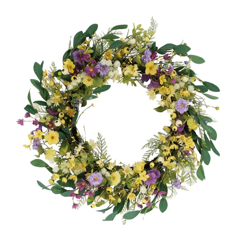 Puleo International Puleo International 30 Artificial Dogwood Daisy and Poppy Floral Spring Door Wreath 
