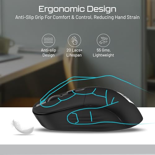 Archer Tech Lab Wireless Mouse, 2.4GHz USB Nano Receiver,3 DPI (800/1200/1600), Ergonomic Lightweight Design 55g, 10M Range, Plug & Play,2 Million Clicks, for Windows PC/Laptop (Precision 100-Black) - Image 4