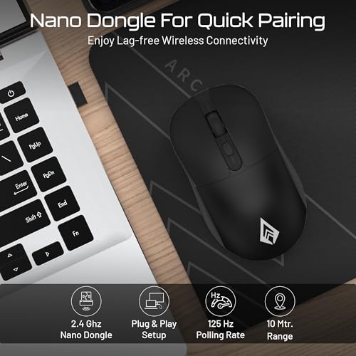 Archer Tech Lab Wireless Mouse, 2.4GHz USB Nano Receiver,3 DPI (800/1200/1600), Ergonomic Lightweight Design 55g, 10M Range, Plug & Play,2 Million Clicks, for Windows PC/Laptop (Precision 100-Black) - Image 2