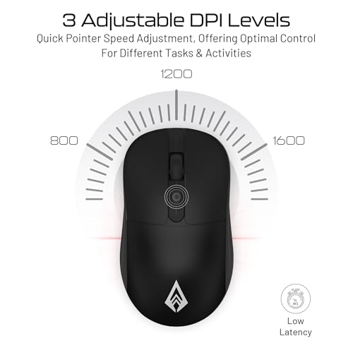 Archer Tech Lab Wireless Mouse, 2.4GHz USB Nano Receiver,3 DPI (800/1200/1600), Ergonomic Lightweight Design 55g, 10M Range, Plug & Play,2 Million Clicks, for Windows PC/Laptop (Precision 100-Black) - Image 3