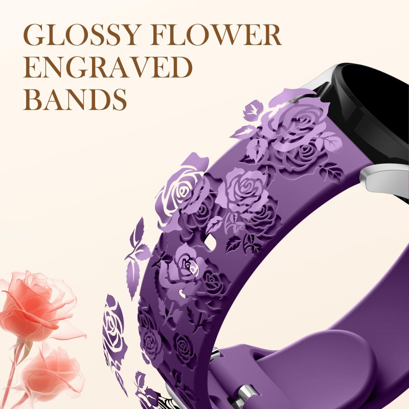 DaQin Compatible With Galaxy Watch 6/7/5/4 Band 40mm 44mm, 20mm Silicone Sport Strap for Samsung Galaxy Watch 6/4 Classic, Watch 5 Pro, Active 2 - Women Men, Purple - Image 3