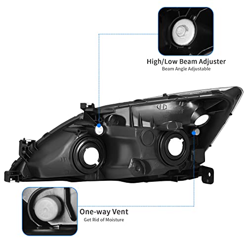 DWVO Headlight Assembly Compatible with 03 04 05 06 07 2003-2007 Accord Replacement Headlamps Chrome Housing Clear Reflector Clear Lens Headlights - Image 3
