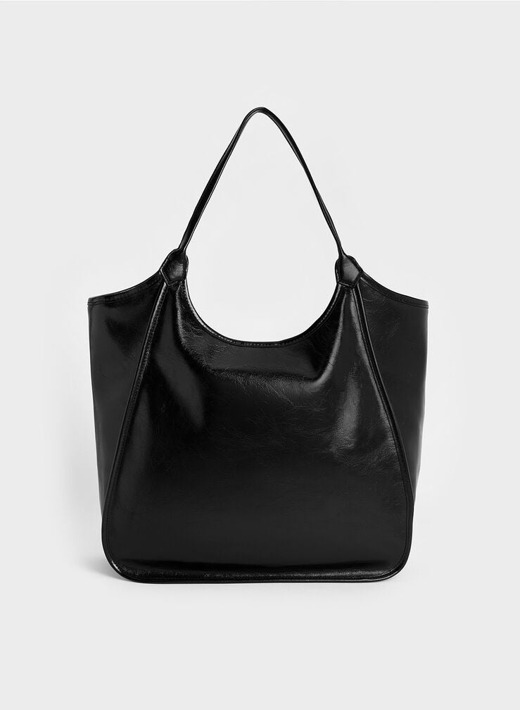 Charles & Keith Siana Metallic Crinkle Effect Slouchy Tote Bag - Image 3