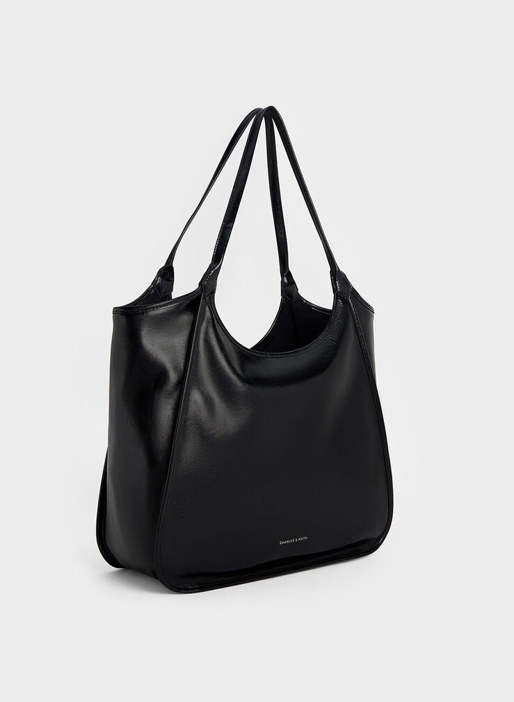 Charles & Keith Siana Metallic Crinkle Effect Slouchy Tote Bag - Image 2
