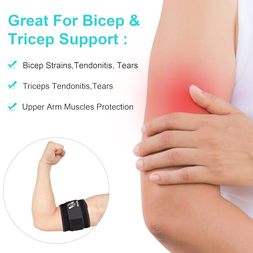 GenetGo Bicep & Tricep Tendonitis Brace Compression Sleeve - Pain Relief for Bicep and Tricep Muscle Strains, Upper Arm Support (L/XL Width-4") - Image 2