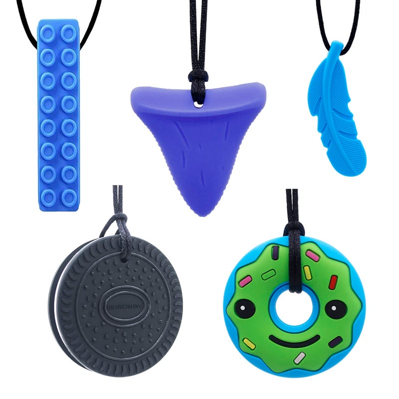 Chew Necklace by GNAWRISHING 5 Pieces Sensory Chew Necklaces for Kids with Autism ADHD SPD Chewing Oral Motor