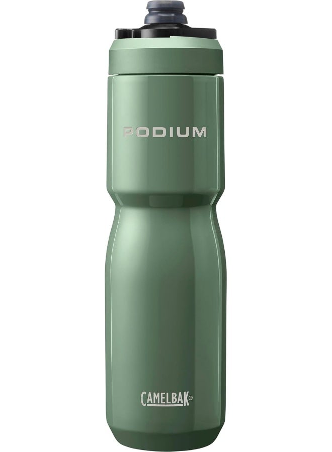 CAMELBAK زجاجة ماء دراجة كاملباك بوديوم ستيل المعزولة من الفولاذ المقاوم للصدأ - للدراجات، اللياقة البدنية والرياضة - تناسب معظم حوامل الدراجات، 22 أونصة - موس - Image 1