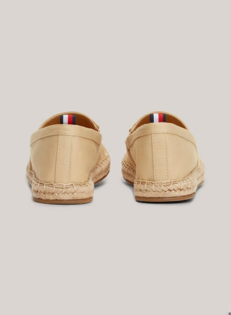 TOMMY HILFIGER Women's Flat Canvas Flag Embroidery Espadrilles -  Cotton canvas upper, Beige