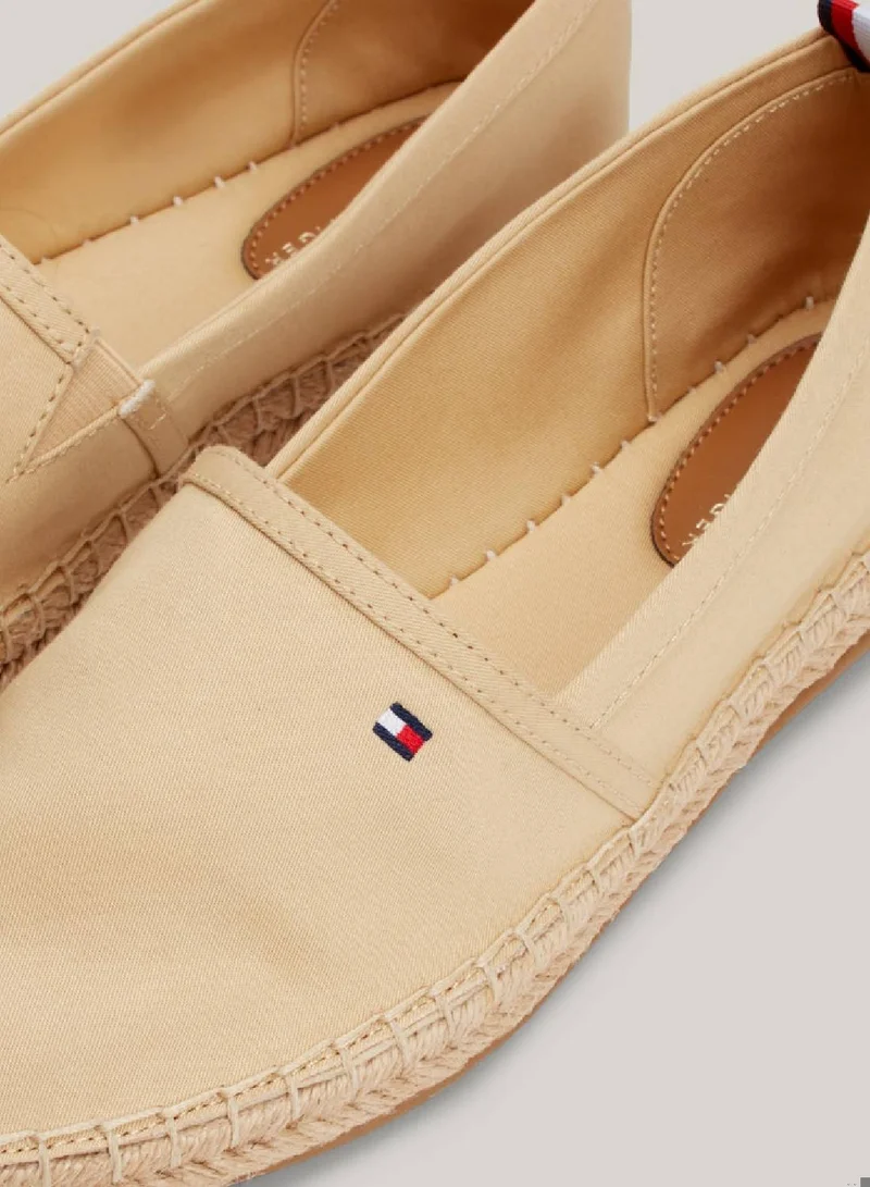 TOMMY HILFIGER Women's Flat Canvas Flag Embroidery Espadrilles -  Cotton canvas upper, Beige