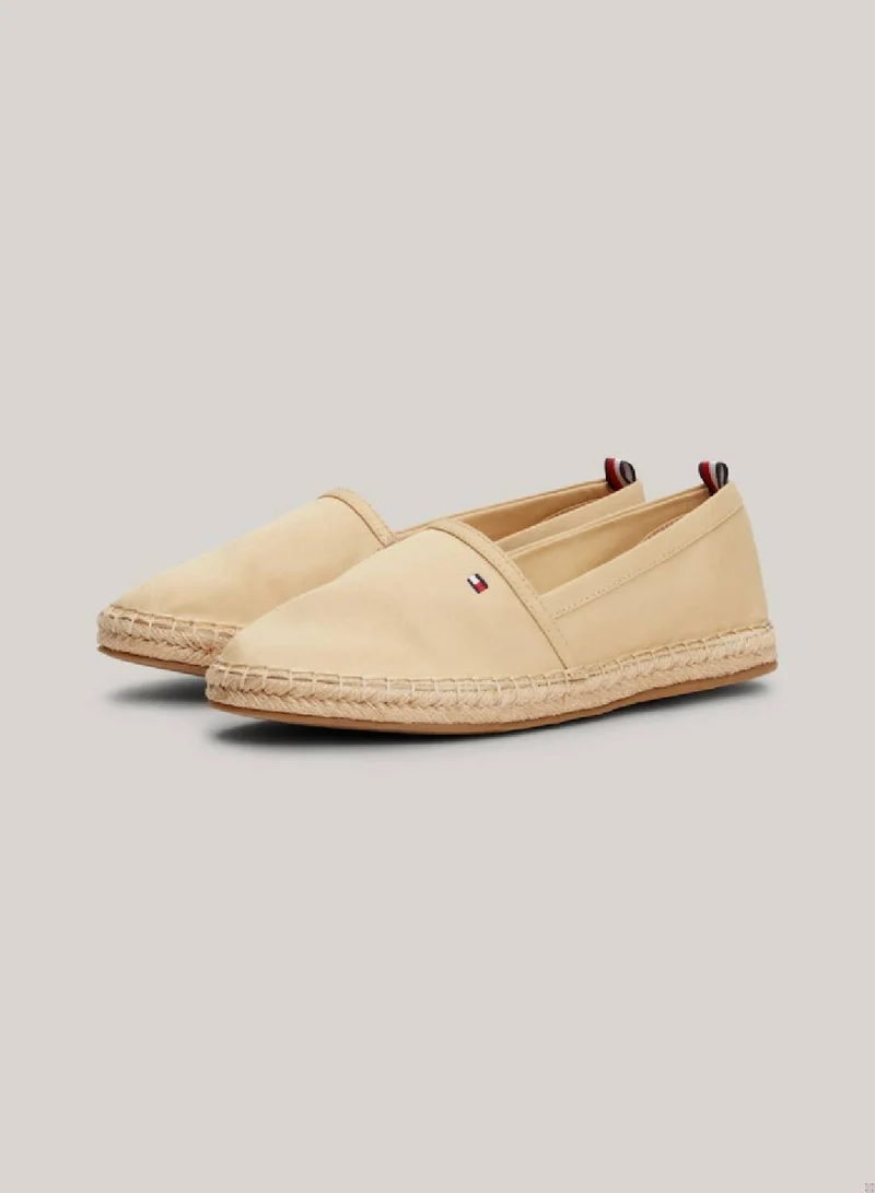 TOMMY HILFIGER Women's Flat Canvas Flag Embroidery Espadrilles -  Cotton canvas upper, Beige