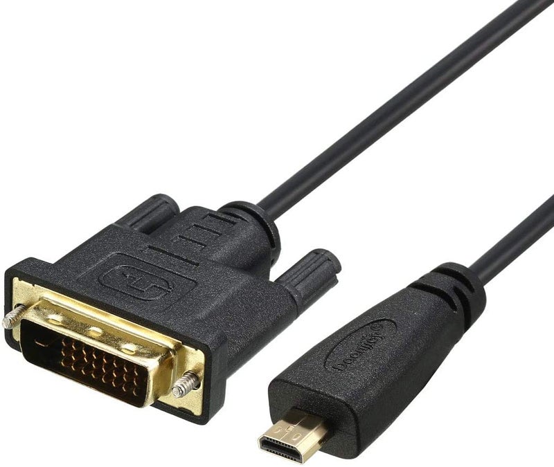 Micro HDMI To DVI Cable Male To 24 1 Male Adapter 3ft Black For HDTV DVD Projector - Image 1