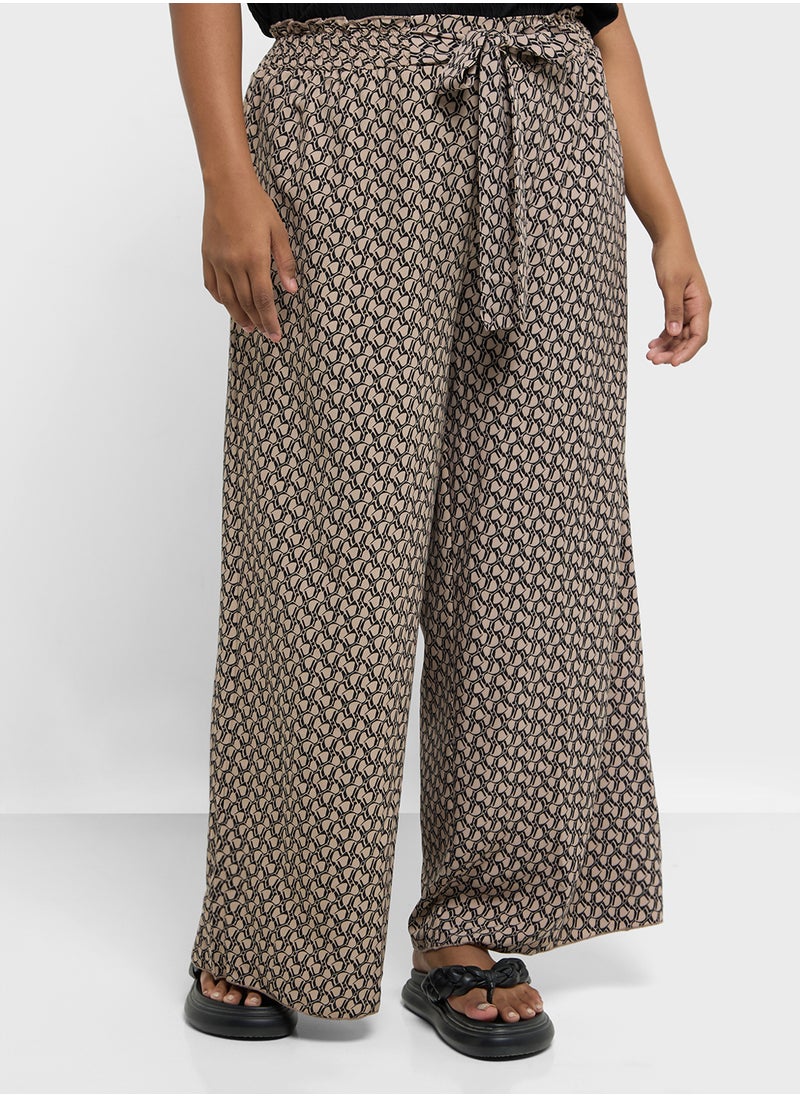 Ginger Plus - Belted Elasticised Waist Printed Pants - Image 1