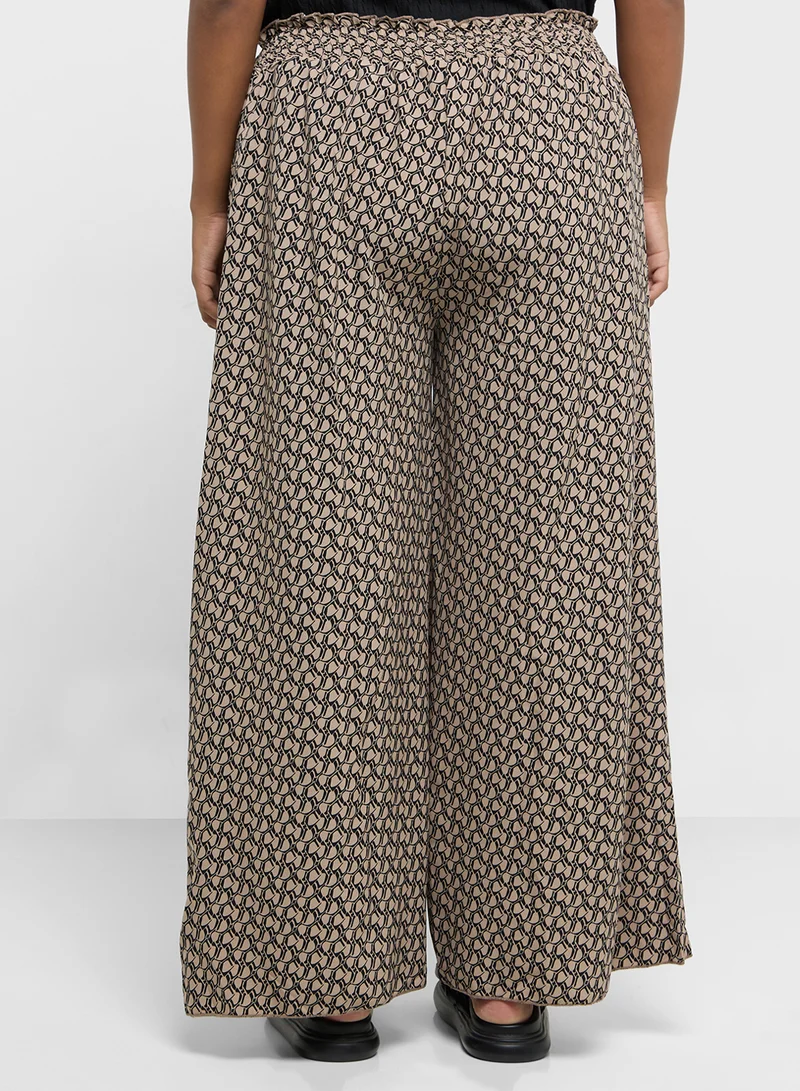 جينجر بلس Belted Elasticised Waist Printed Pants