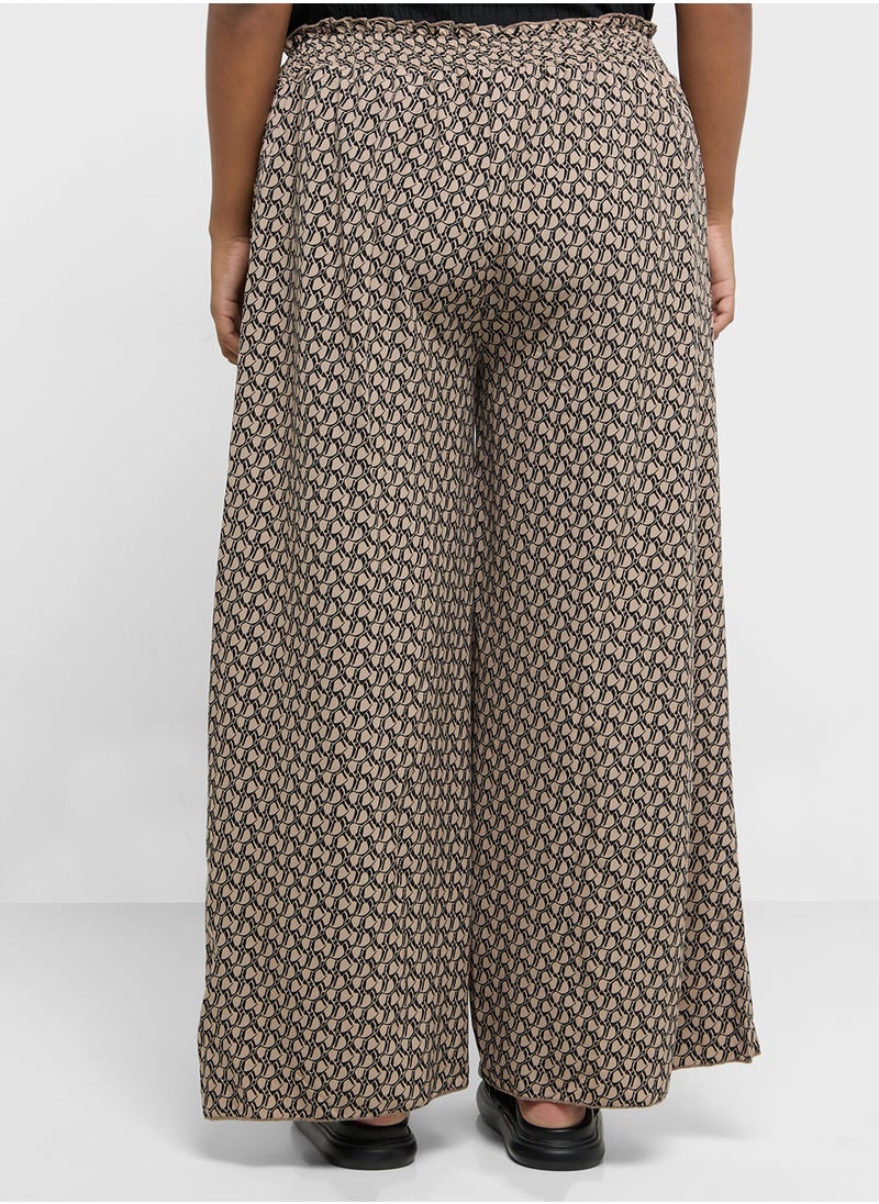 Ginger Plus - Belted Elasticised Waist Printed Pants - Image 1