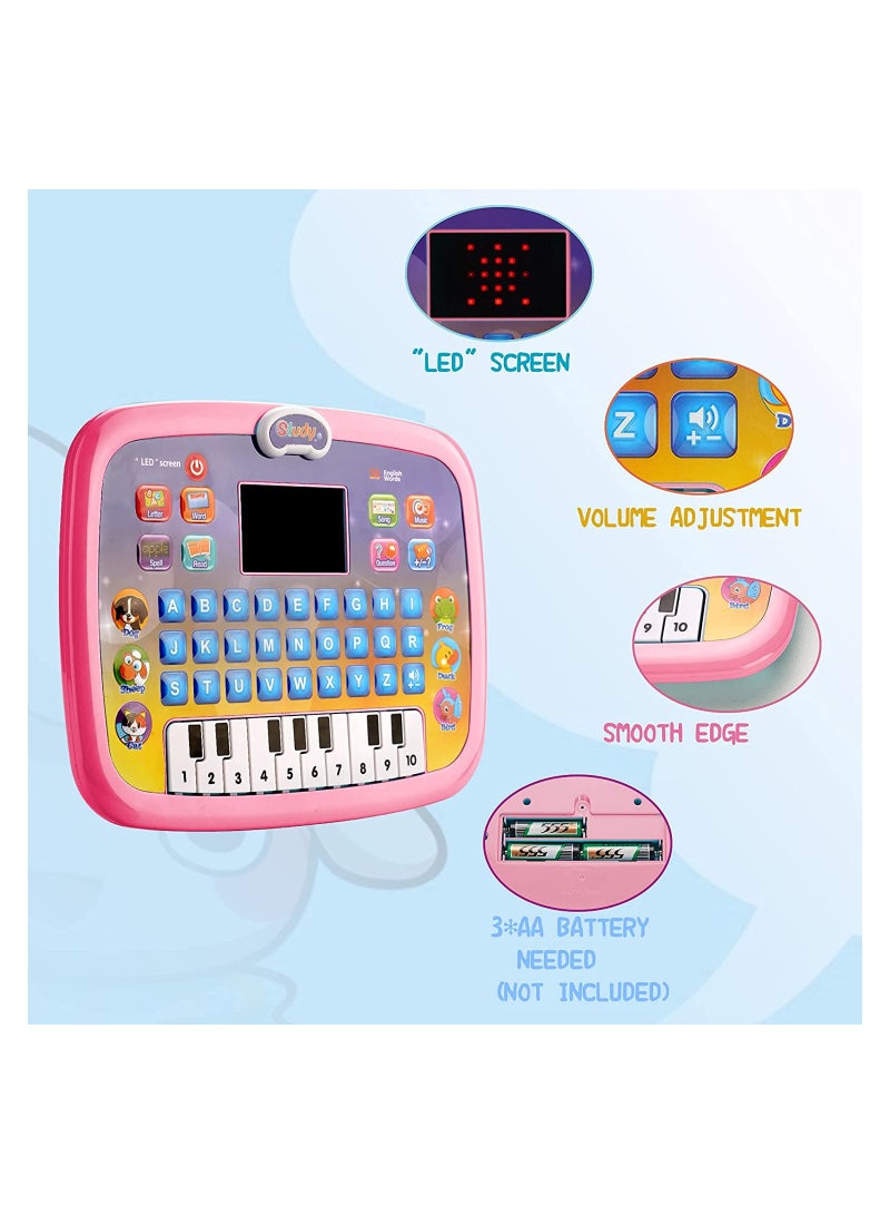 Baby Tablet Toy for 1-3 Years Old Boys Girls, Educational Learning Toys with Light and Music, Interactive Toy for Numbers, Alphabet, Animals and Maths, Gift for Kids (Pink) - Image 5