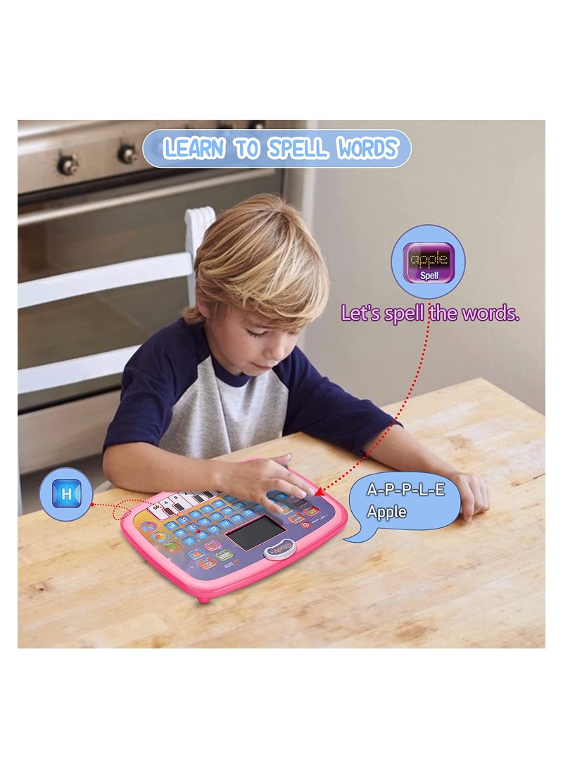 Baby Tablet Toy for 1-3 Years Old Boys Girls, Educational Learning Toys with Light and Music, Interactive Toy for Numbers, Alphabet, Animals and Maths, Gift for Kids (Pink) - Image 3