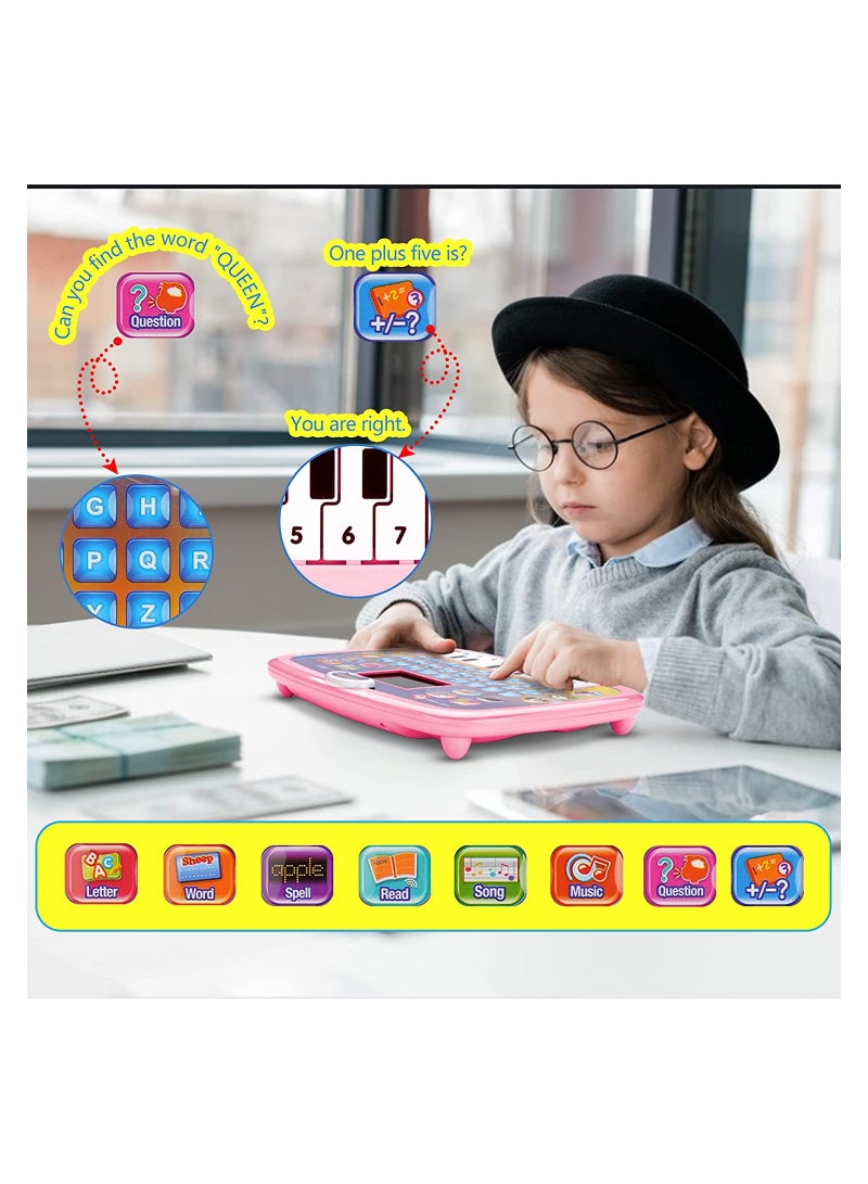 Baby Tablet Toy for 1-3 Years Old Boys Girls, Educational Learning Toys with Light and Music, Interactive Toy for Numbers, Alphabet, Animals and Maths, Gift for Kids (Pink) - Image 4