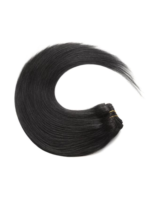 NIBEMINENT 7-Piece Straight Clip-In Natural Hair Extension Set Black 22inch - Image 2