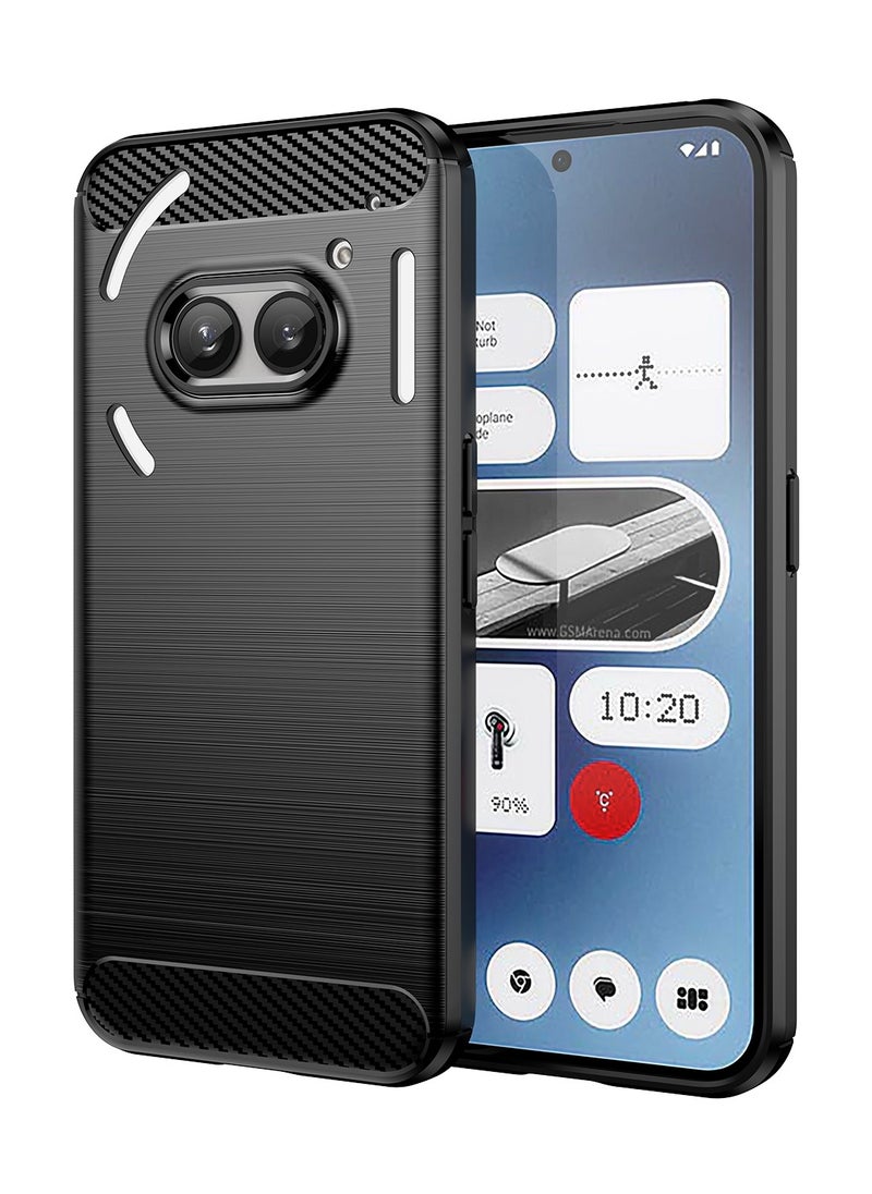 HuHa Case Cover For Nothing Phone 2a Brushed Texture Carbon Fiber TPU Phone Case Black  - Image 1