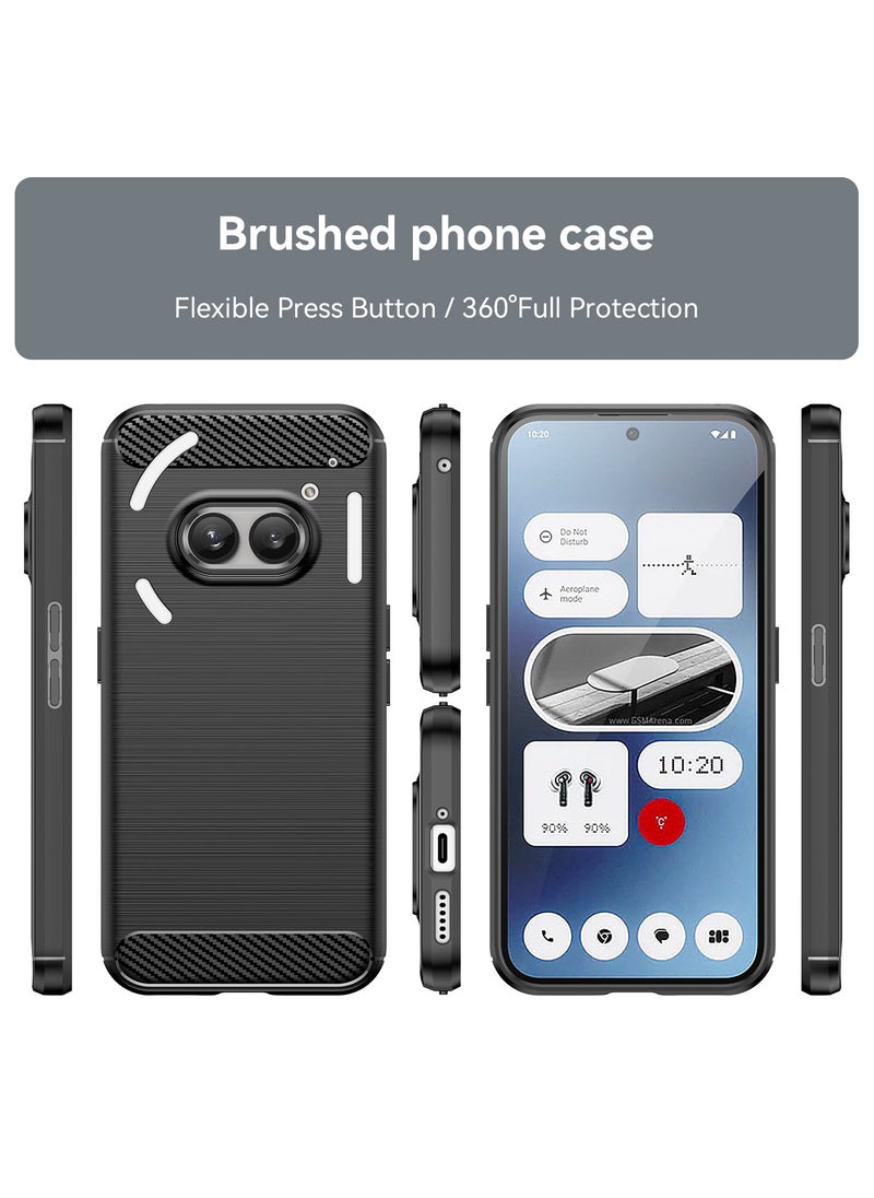 HuHa Case Cover For Nothing Phone 2a Brushed Texture Carbon Fiber TPU Phone Case Black  - Image 2